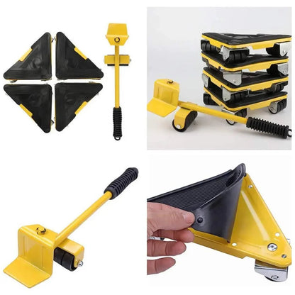 5 Pcs 360 Degree Rotating Furniture Moving Wheels with Wheel Bar