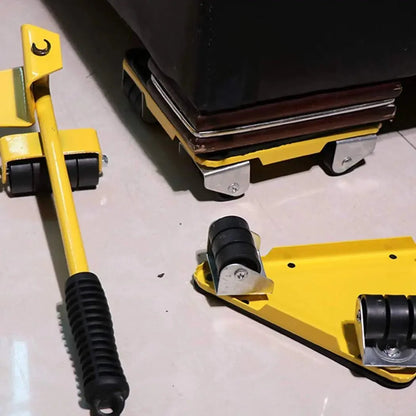 5 Pcs 360 Degree Rotating Furniture Moving Wheels with Wheel Bar