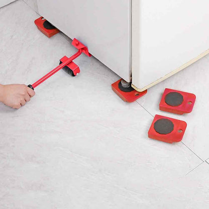 5 Pcs 360 Degree Rotating Furniture Moving Wheels with Wheel Bar