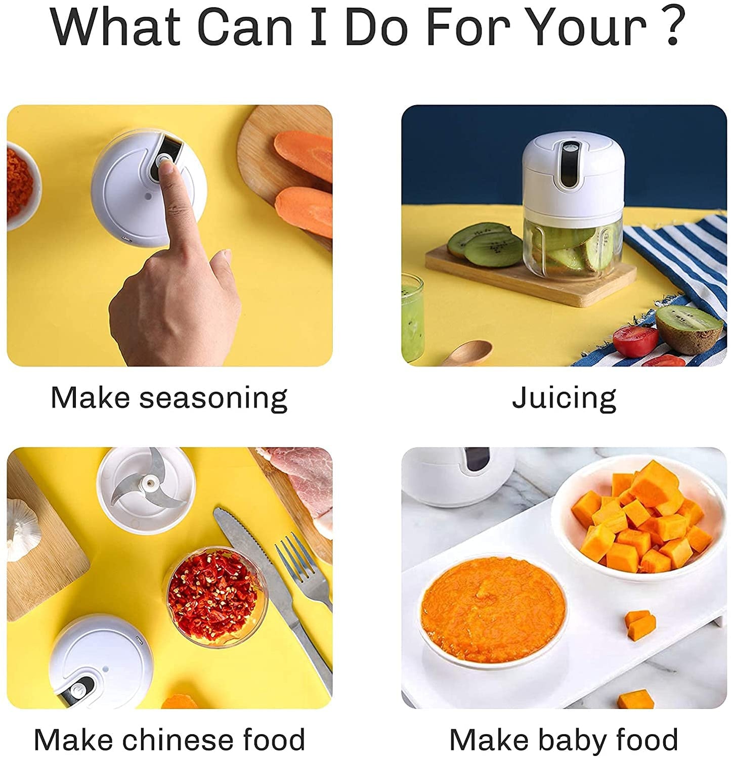 Rechargeable Portable Mini Garlic Chopper - 250ml