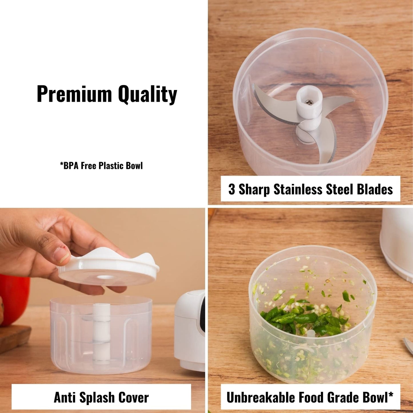 Rechargeable Portable Mini Garlic Chopper - 250ml