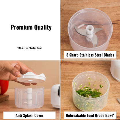 Rechargeable Portable Mini Garlic Chopper - 250ml